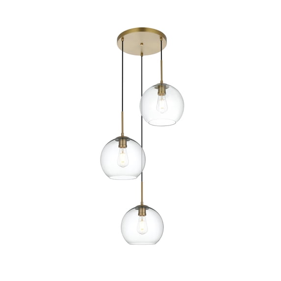 Shimmer 3 Light Pendant in Satin Gold and Clear