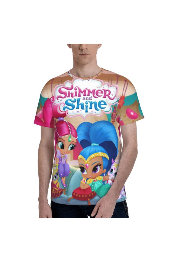 Shimmer And Shine Mens 3d Graphic Print Shirts Casual Short Sleeve Tee Shirts