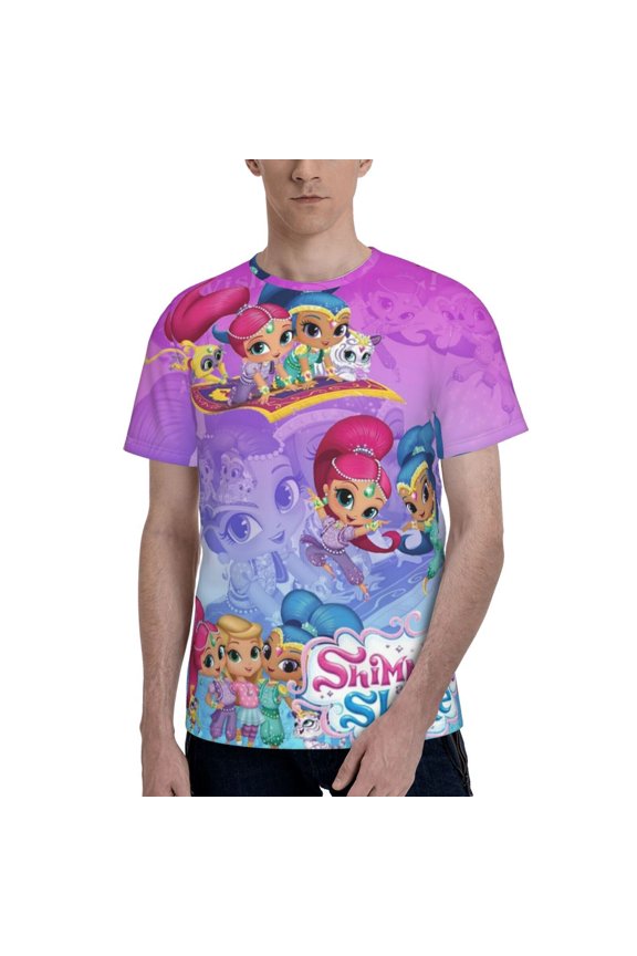 Shimmer And Shine Mens 3d Graphic Print Shirts Casual Short Sleeve Tee Shirts