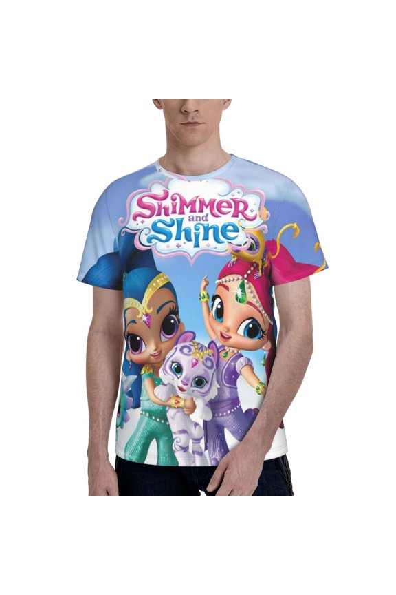 Shimmer And Shine Mens 3d Graphic Print Shirts Casual Short Sleeve Tee Shirts