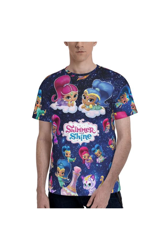 Shimmer And Shine Mens 3d Graphic Print Shirts Casual Short Sleeve Tee Shirts