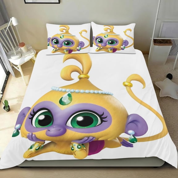 Shimmer And Shine Themed Bed Sheet Set Three Piece Set 53x79 Inches Comfortable And Skin Friendly Unique Design Creating A Star Studded Night