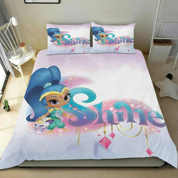 Shimmer And Shine Themed Bed Sheet Set Three Piece Set 53x79 Inches Comfortable And Skin Friendly Unique Design Creating A Star Studded Night