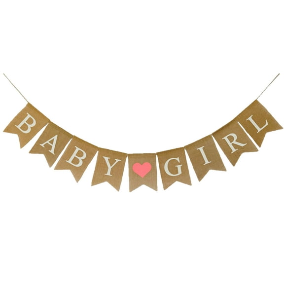Shimmer Anna Shine Baby Girl Burlap Banner for Baby Shower Decorations and Gender Reveal Party (Pink)