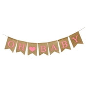 Shimmer Anna Shine Oh Baby Burlap Banner for Baby Shower Decorations and Gender Reveal Party (Pink)