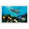 thumbnail image 1 of Shimmer Bay Shallows - Hawaiian Dolphin & Tropical Fish - From an Original Color Painting by Scott Westmoreland - Master Art Print (Unframed) 12in x 18in, 1 of 4