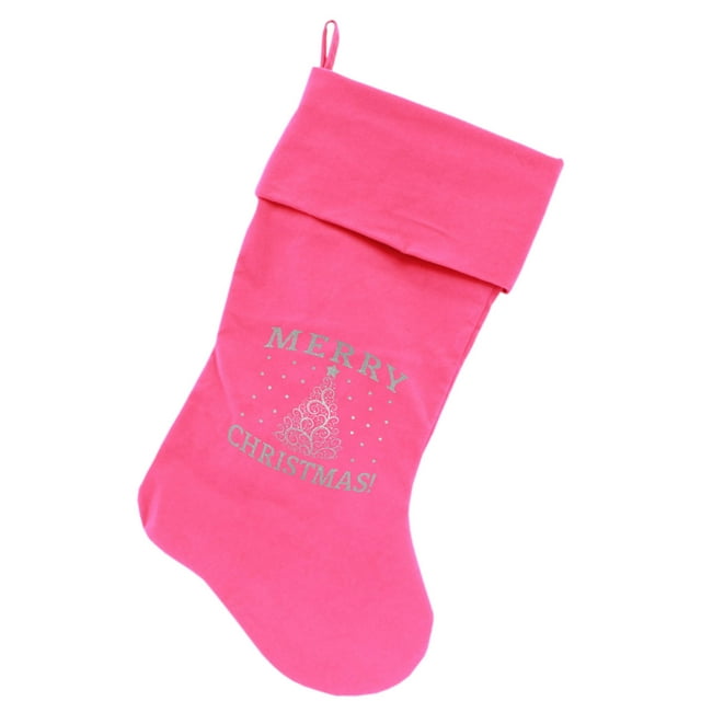 Velvet Christmas Stocking Screen Printed, "Shimmer Christmas Tree"