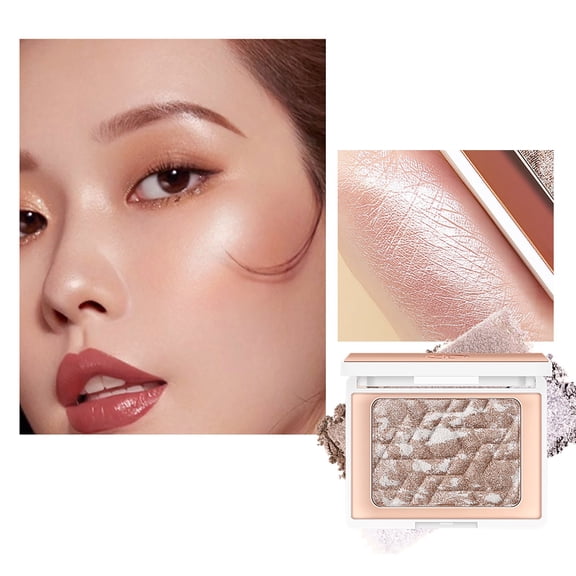 Shimmer Diamond Highlighter Palette - Shade 03# Cocoa Marble - 1 Palette, Star Movement, FLásh Diamond, High Light Powder, Dull Light, High GLōss, Blush, Nose Clavicle Highlighting Makeup Organizers