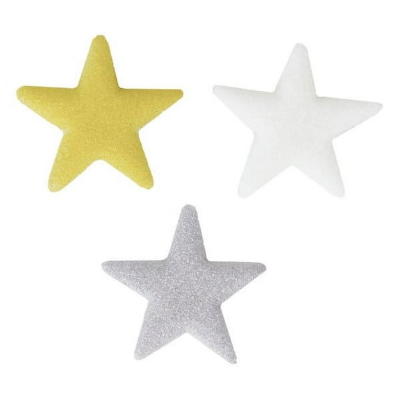 Shimmer Edible Stars Molded Sugar Cake/Cupcake Decorations - 12 ct