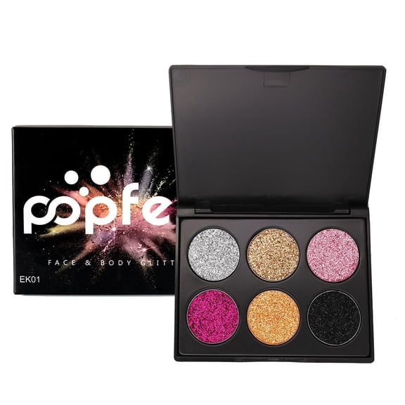 Shimmer Glitter Eye Shadow Palette 6 Colors Diamond Eyeshadow Powder Long Lasting Waterproof Makeup Portable Cosmetic Kit,Makeup Organizers