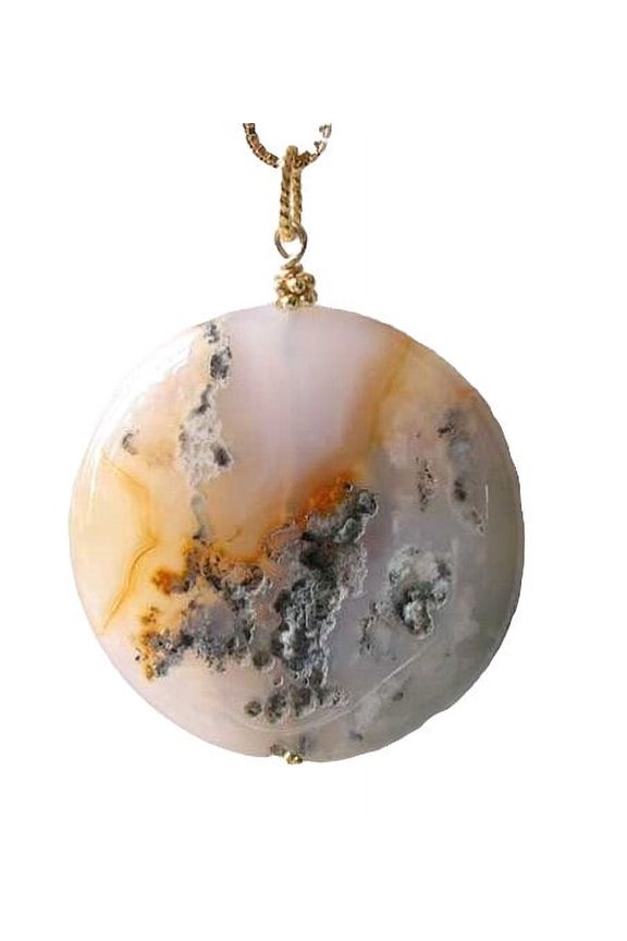 Shimmer! Large Ocean Jasper with Druzy 14Kgf Pendant | 2" Long |