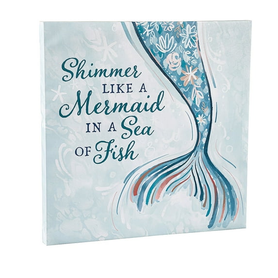 Evergreen Shimmer Like a Mermaid LED Canvas, 20"x20"