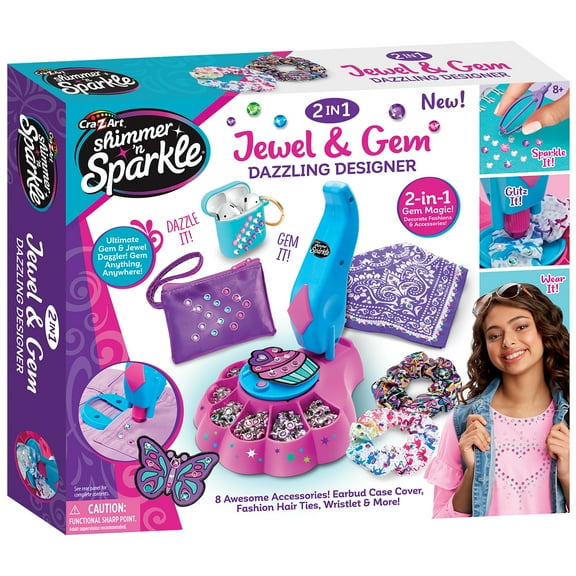 Shimmer 'N Sparkle: 2-In-1 Jewel & Gem Dazzling Designer W/ 8 Accessories, Ages 8+