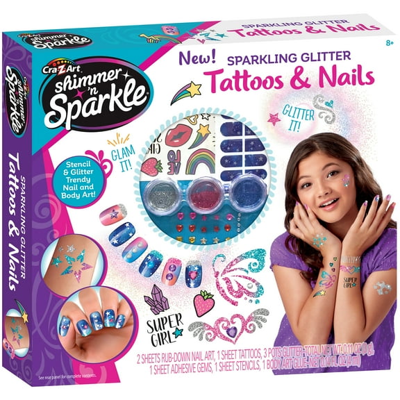 Shimmer 'N Sparkle: DIY Sparkling Glitter Tattoos & Nails, Ages 8+