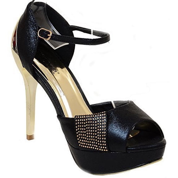 Shimmer Rhinestone Evening Platform Sandal Formal Women's Heels