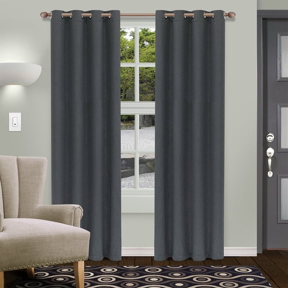 Shimmer Room Darkening Noise Reducing Thermal Blackout Curtain Set Grey / 52"x108"