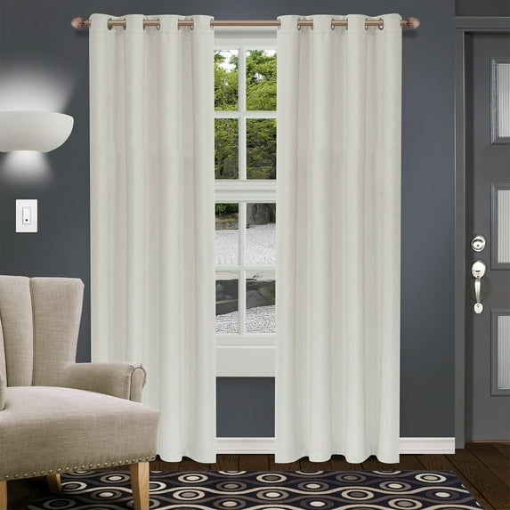 Shimmer Room Darkening Noise Reducing Thermal Blackout Curtain Set Ivory / 52"x84"