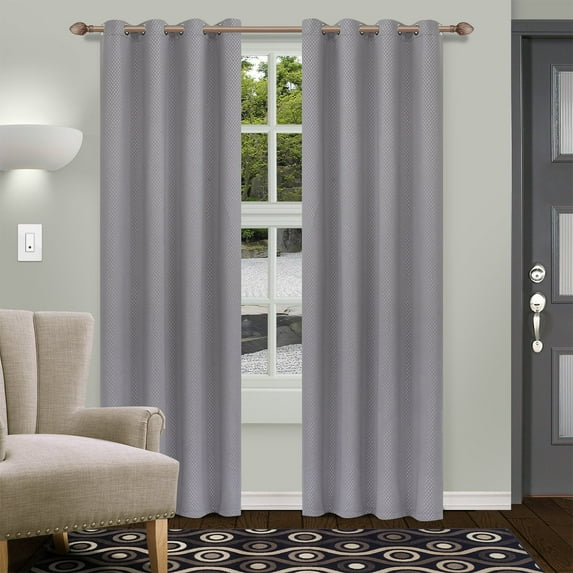 Shimmer Room Darkening Noise Reducing Thermal Blackout Curtain Set Silver / 52"x63"