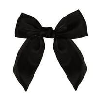 Shimmer Satin Hair Bows Long Tail Bowknot Hair Accessories for Women (Black)