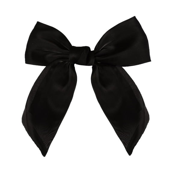 Shimmer Satin Hair Bows Long Tail Bowknot Hair Accessories for Women (Black)