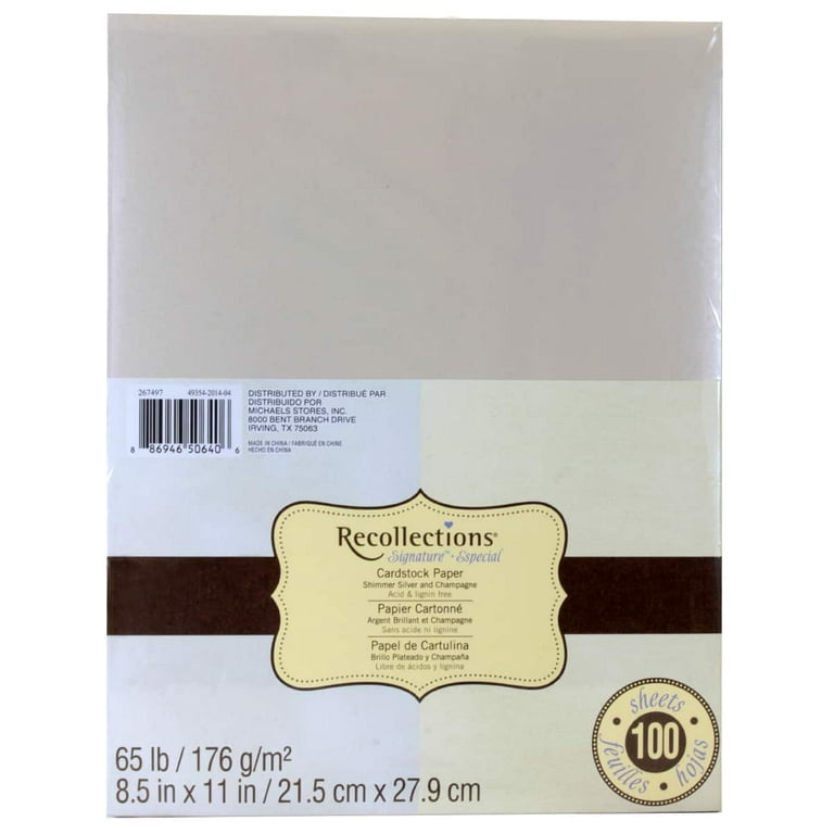 Shimmer Silver & Champagne 8.5 x 11 Cardstock Paper by Recollections®,  100 Sheets 