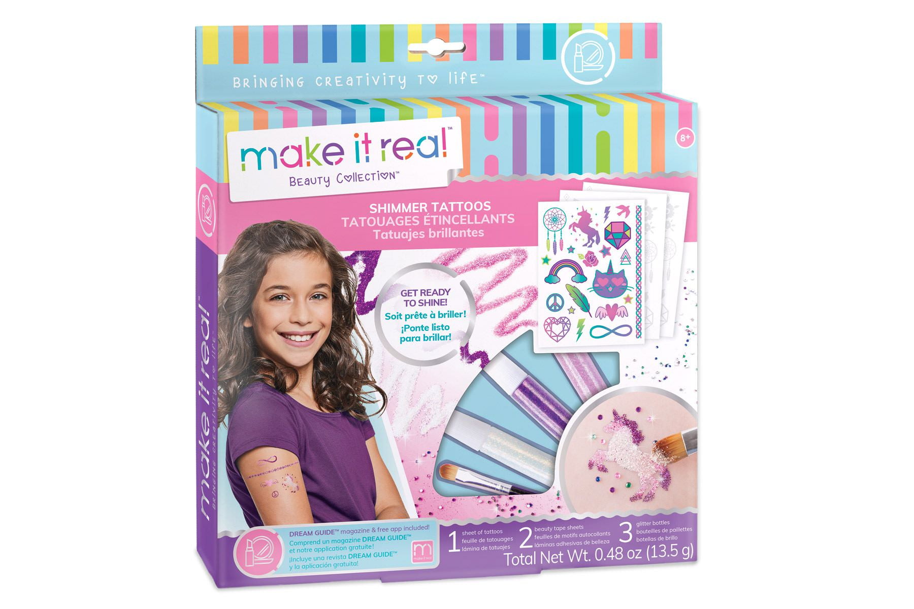 Shimmer Tattoos Kit for Kids, Body Glitter Tattoos Craft Kit