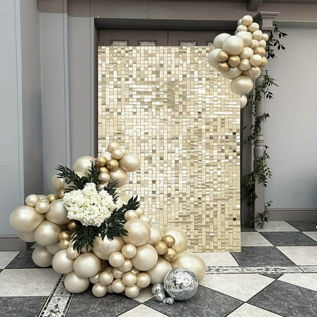 Shimmer Wall Backdrop, 18-36 Panel Square Sequin Photo Backdrop for Wedding, Birthday, Anniversary, Bachelorette Party, Graduation Decor & Photo Booth Background