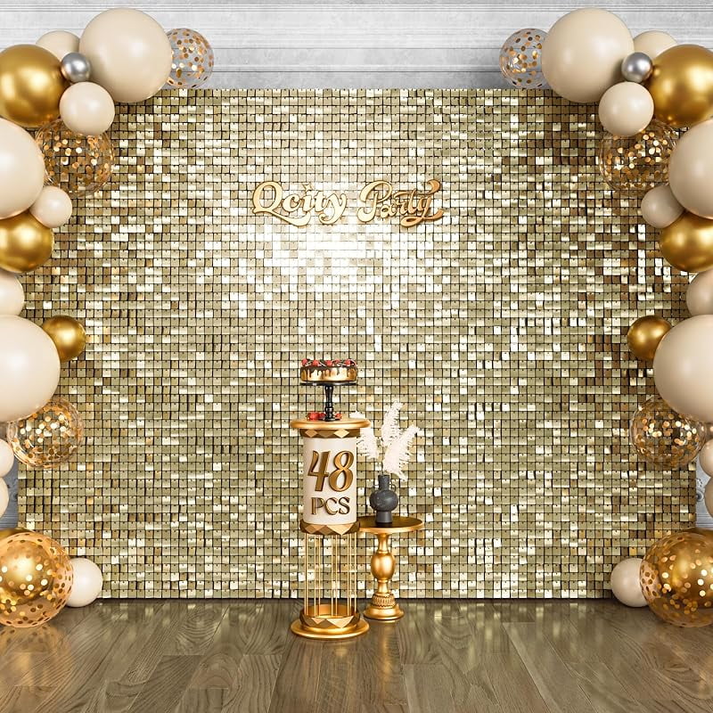 Shimmer Wall Backdrop 30/48PCS, Black Back Not See-Through Design ...