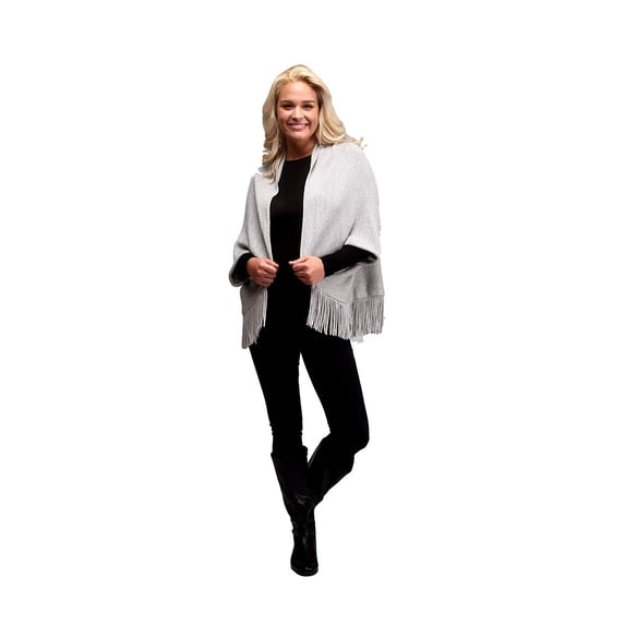 Shimmer Wrap Shawl Scarf Sweater Shrug with Tassles Grey