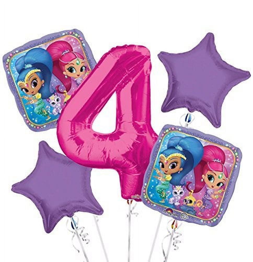 VIVA PARTY Shimmer and Shine Balloon Bouquet 4th Birthday 5 pcs - Party Supplies