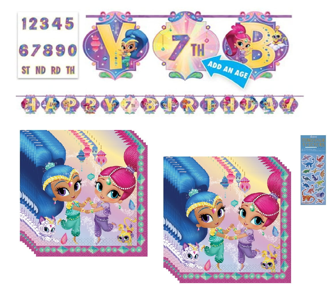 Shimmer and Shine Birthday Party Supplies Bundle Includes 1 Happy ...
