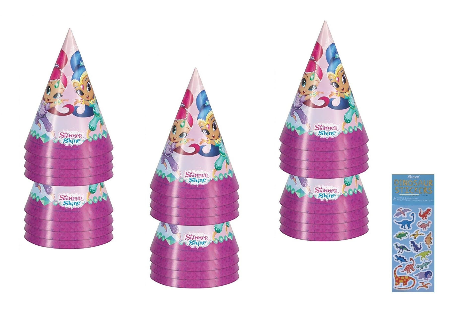 Shimmer and Shine Birthday Party Supplies Favor Bundle includes Party Cone Hats - 24 Count