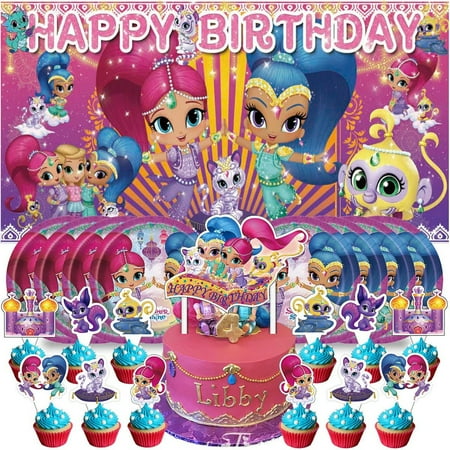 Shimmer and Shines Plates Birthday Supplies Decorations Decor Backdrop Banner Cake Topper Fans