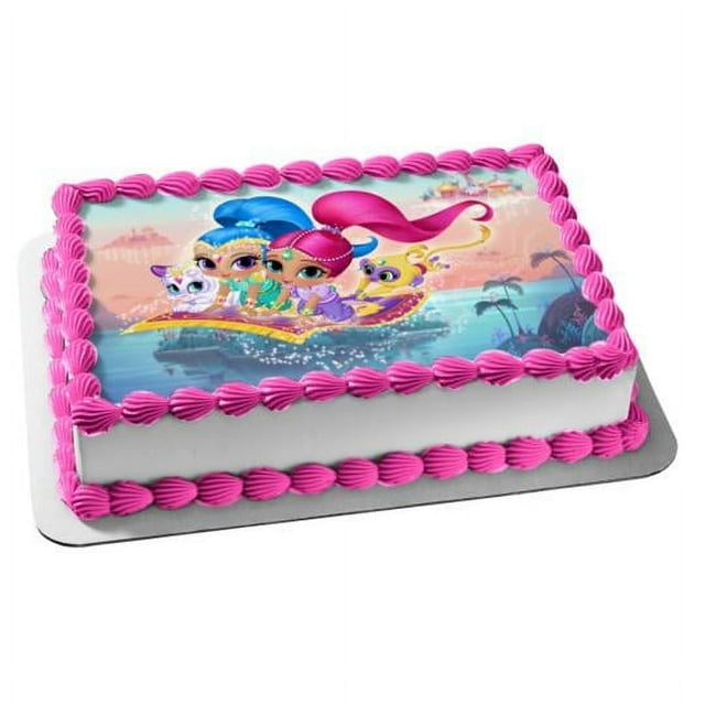 Shimmer and Shine Flying Carpet Happy Birthday Edible Image Cake Topper For Half Sheet Cake By TNCT