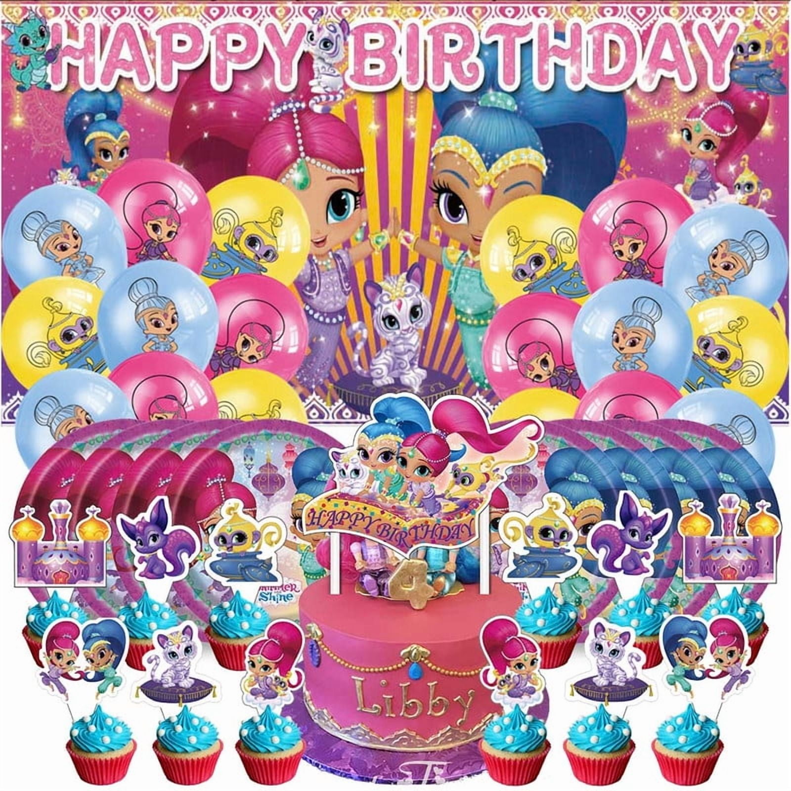 Shimmer and Shine Plates Balloons Party Supplies Decor Backdrop Cake Topper Banner Decorations Tableware