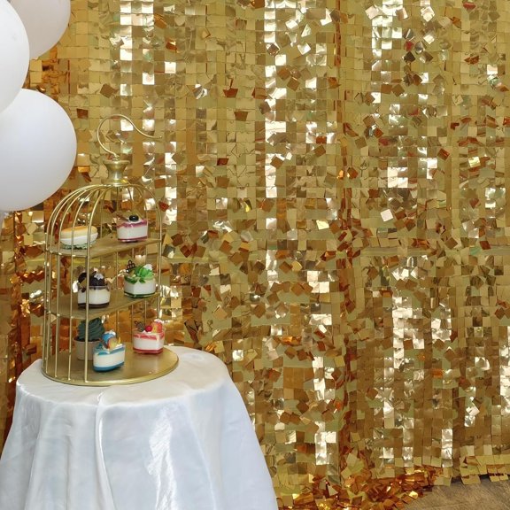 Shimmer wall Backdrop for Party 8ft * 8ft 1 Panel | Square Sequin Backdrop Photobooth Props for Wedding, Anniversary, Birthday, Party Decorations