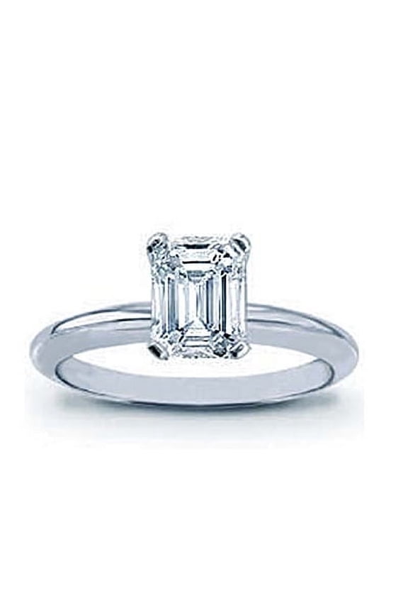 Shimmering 0.9 Carat Classic Emerald Cut Diamond Engagement Wedding Ring Perfectly Polished For Women