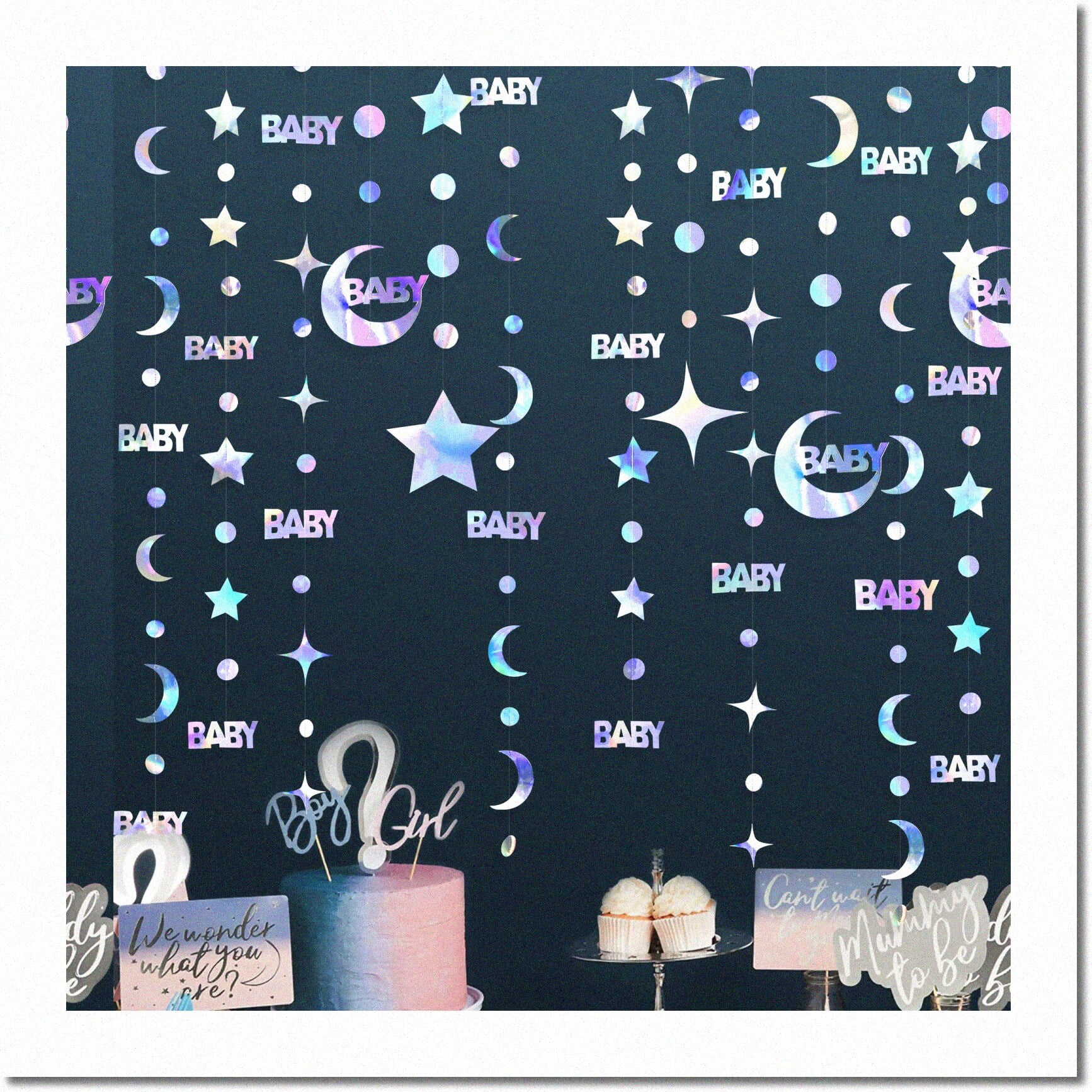 Shimmering Baby Celebration Kit Glittering Garland, Starry Streamers