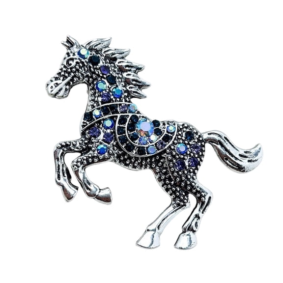 Shimmering Crystal Horse Pin Handmade Enamel Brooch Fashion Clothing Accessory