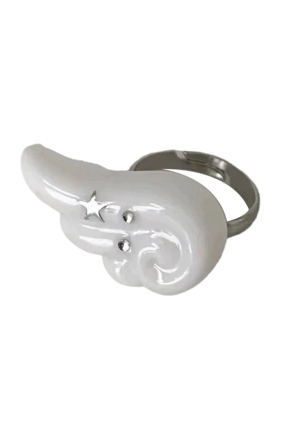 Shimmering Cubic Zirconia Wing Rings Adjustable Size Unisex Finger Rings Handmade Statement Jewelry For Everyday Outfit