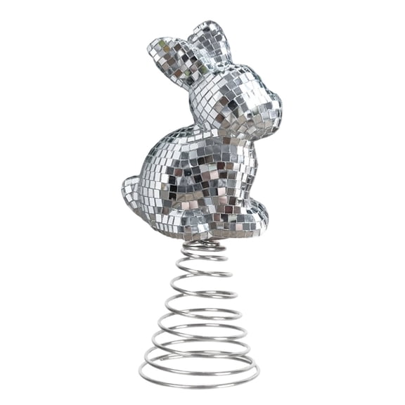 Shimmering Disco Bunny Topper Desktop Ornament For Festive And Whimsical Home Creative Fun Easter & Ramadan Home Desktop Ornament Decor A 23.2cm