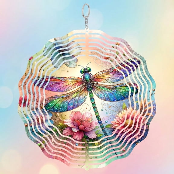 Shimmering Dragonfly 3D Wind Spinner Kinetic Art for Patio Garden Yard Decor