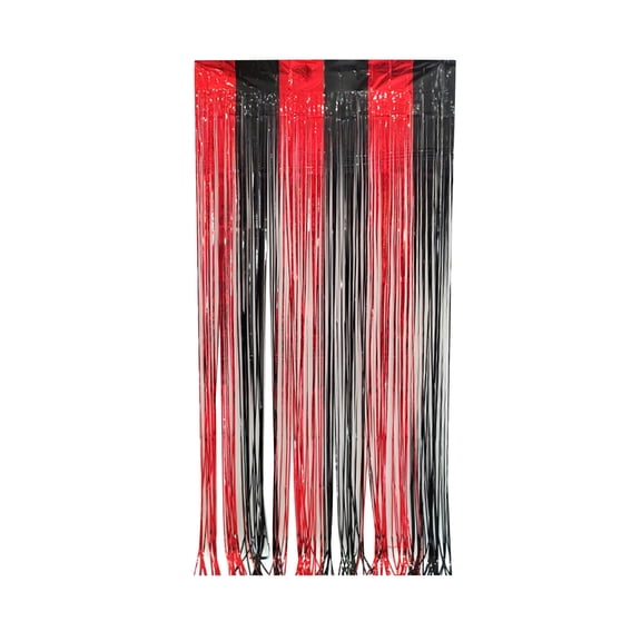 Shimmering Foil Fringe Curtains Party Decorations Metallic Streamers Photo Booth Backdrops for Birthday Engagement Gala 40x79 Inches Red and Black