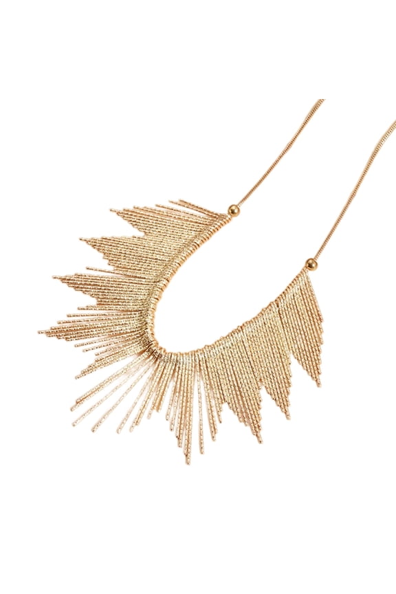 Shimmering Fringe Pendant Collar Necklace With Adjustable Chain For Daily Wear