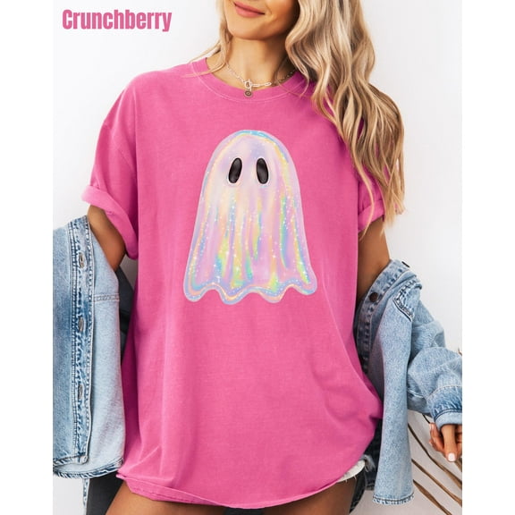 Shimmering Ghost Shirt, Iridescent Ghost T-Shirt, Tee, Cute Ghost Shirt, Glitter Ghost Shirt, Spooky Season Halloween Tee