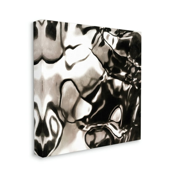 Shimmering Glow Water Abstraction Monochromatic Grey Black Abstract Gallery-Wrapped Canvas Print Wall Art, 17x17
