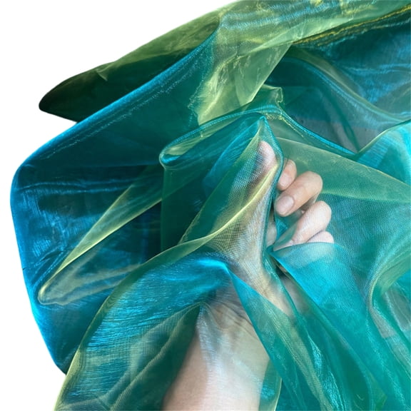 Shimmering Gradient Organza Fabric 50x140cm Metallic Tulle Cloth For Bridal Dressmaking & Evening Gown Tailoring