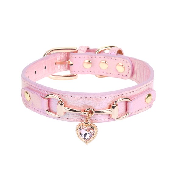 Shimmering Heart Pendant Pet Collar Neck Accessory With Crystals Charm Necklace For Small To Mediums Dog Cats Party Wear