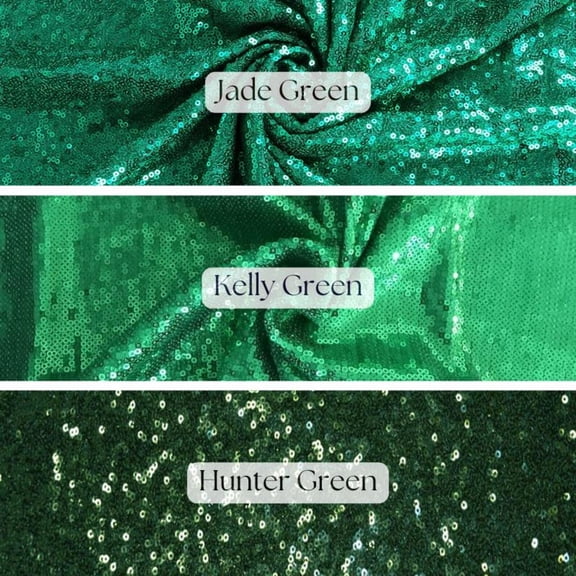 Shimmering Iridescent Sequin Fabric by the Yard – 3mm Sequins on Stretch Mesh, 54” Wide Glitz Material for Dresses, Crafts&nbsp;&&nbsp;Event&nbsp;Décor ( 1 Yard, Kelly Green )