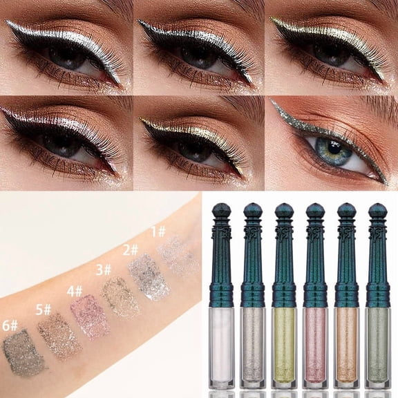 Shimmering Liquid Eyeliner with Precision Brush, Glittering Metallic Eye Liner, Waterproof Long-Lasting Sparkling Eye Makeup for Eyeliner and Highlight, Unique Tower-Shaped Tube for Easy Carry, 4#